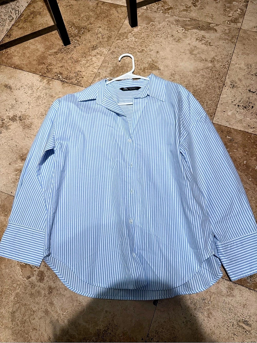 Zara Blue & White Striped Button Down Shirt